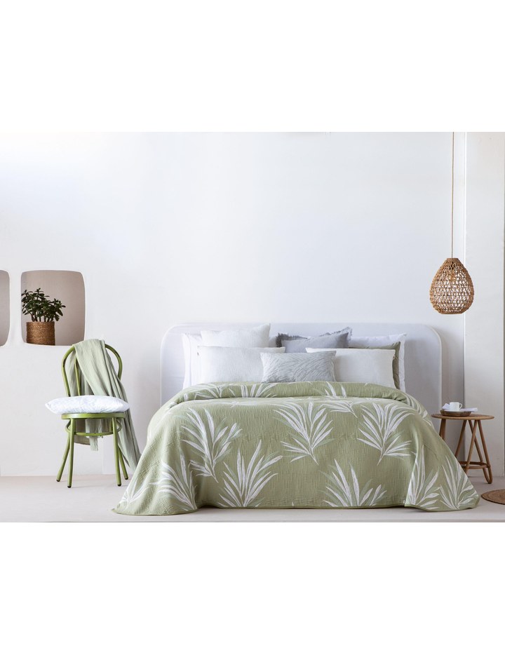 Colcha SAMSE verde reversible