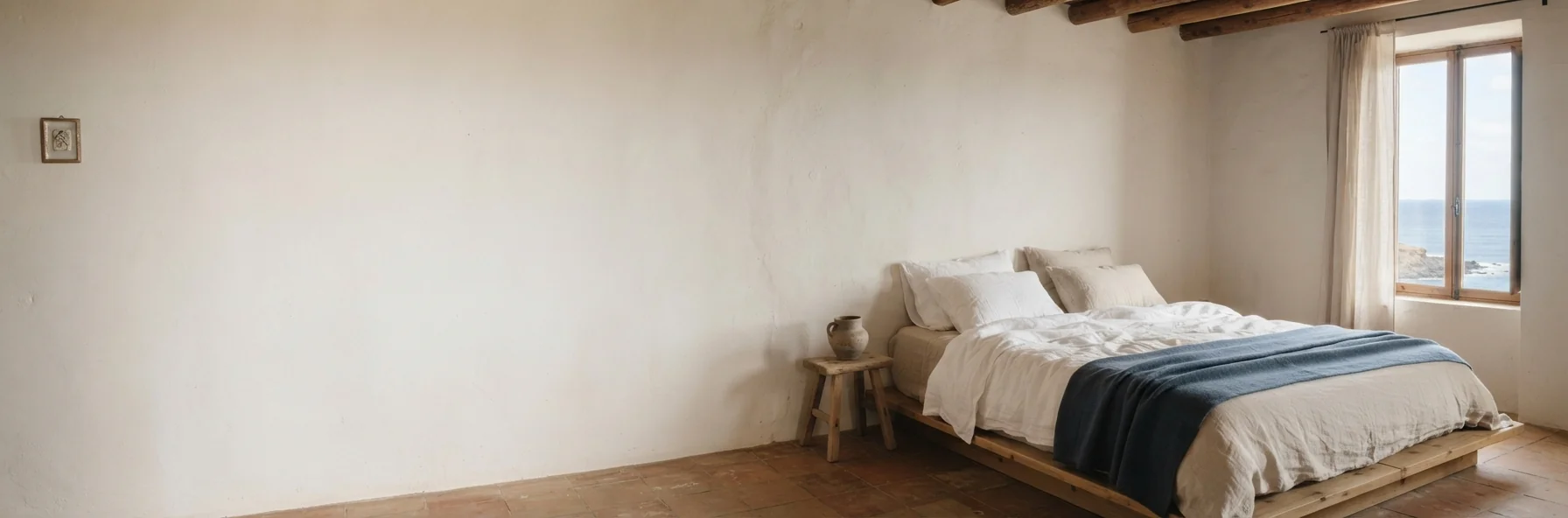 Dormitorio luminoso con ropa de cama en tonos suaves