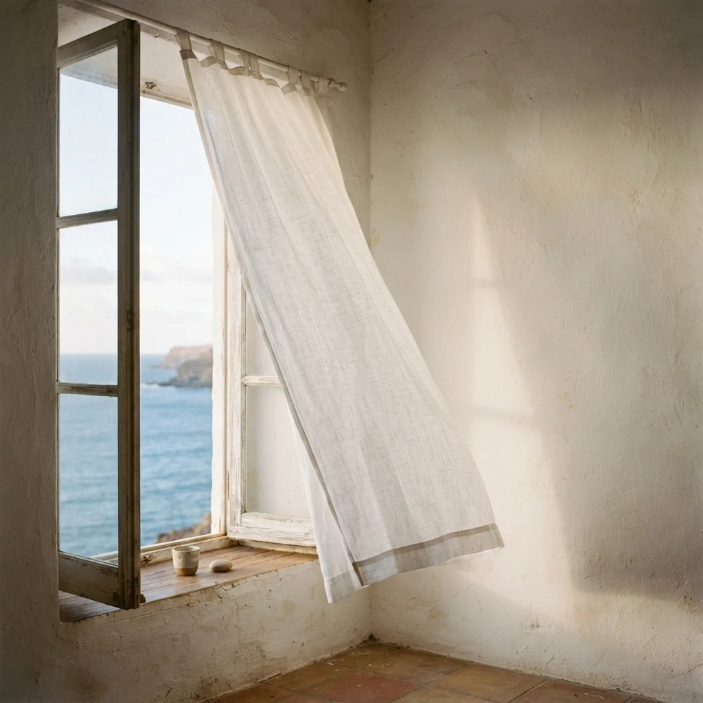 Cortinas ligeras junto a una ventana con luz natural